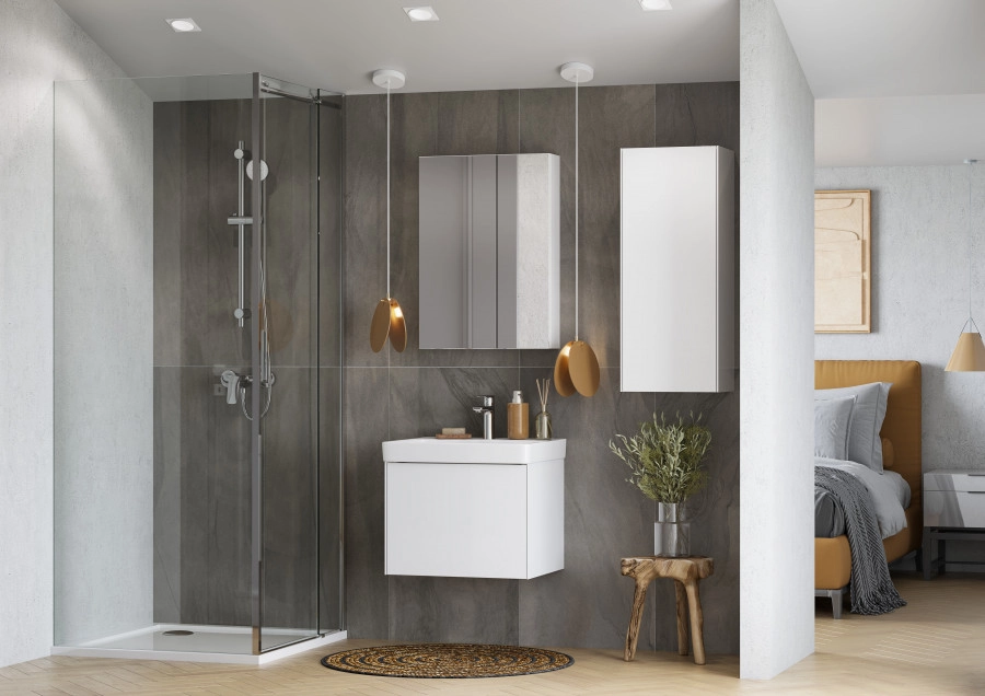 Шкаф навесной Aquaton Асти 40 белый глянец, белый матовый