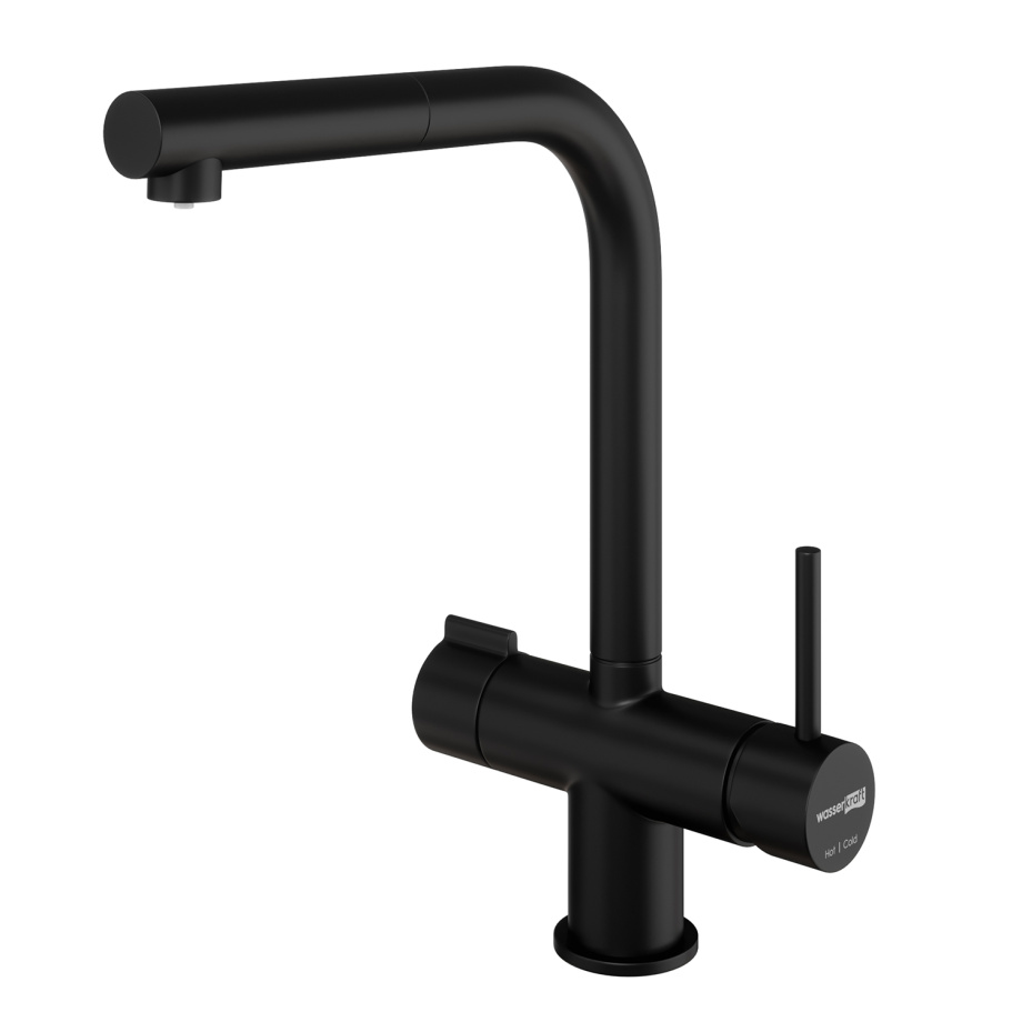 Смеситель для кухни под фильтр с выдвижной лейкой WasserKraft A8967 черный