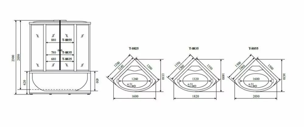 Душевая кабина Timo T-8855 Clean Glass 150х150