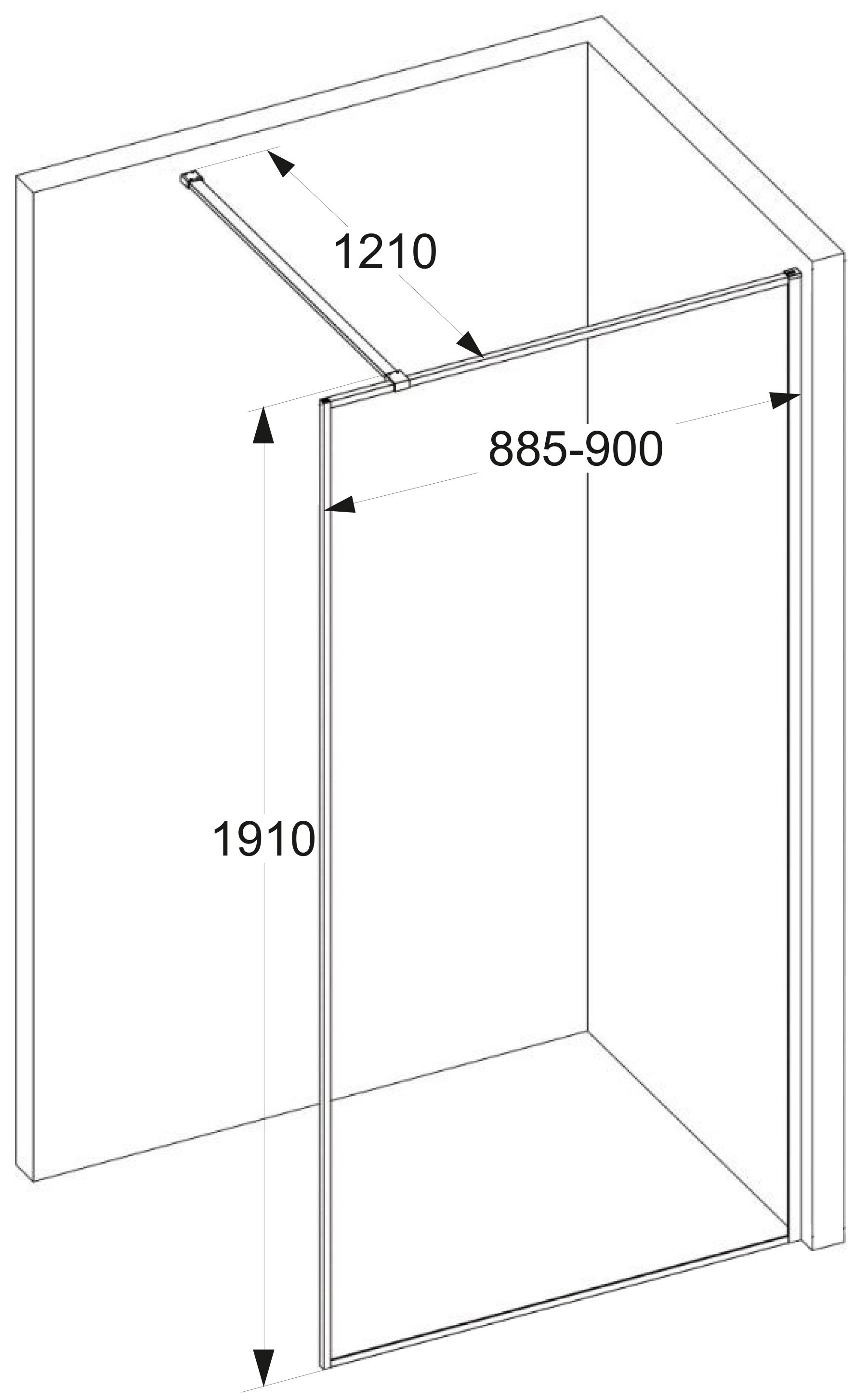 Душевая перегородка Ceruttispa STRIP T90 (90x190)