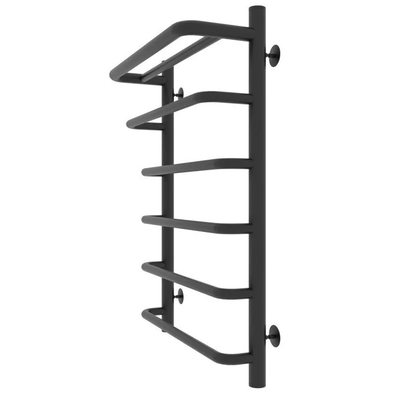 Полотенцесушитель водяной Laris Стандарт П6 500х700 с полкой, черный матовый