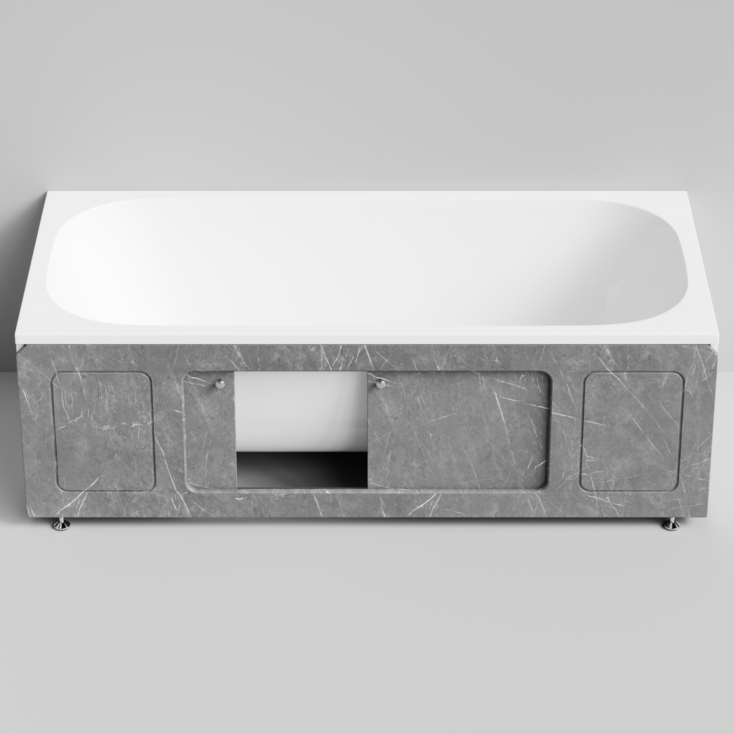 Экран под ванну Vod-ok Лидер 180 раздвижной Мрамор Серый софт тач