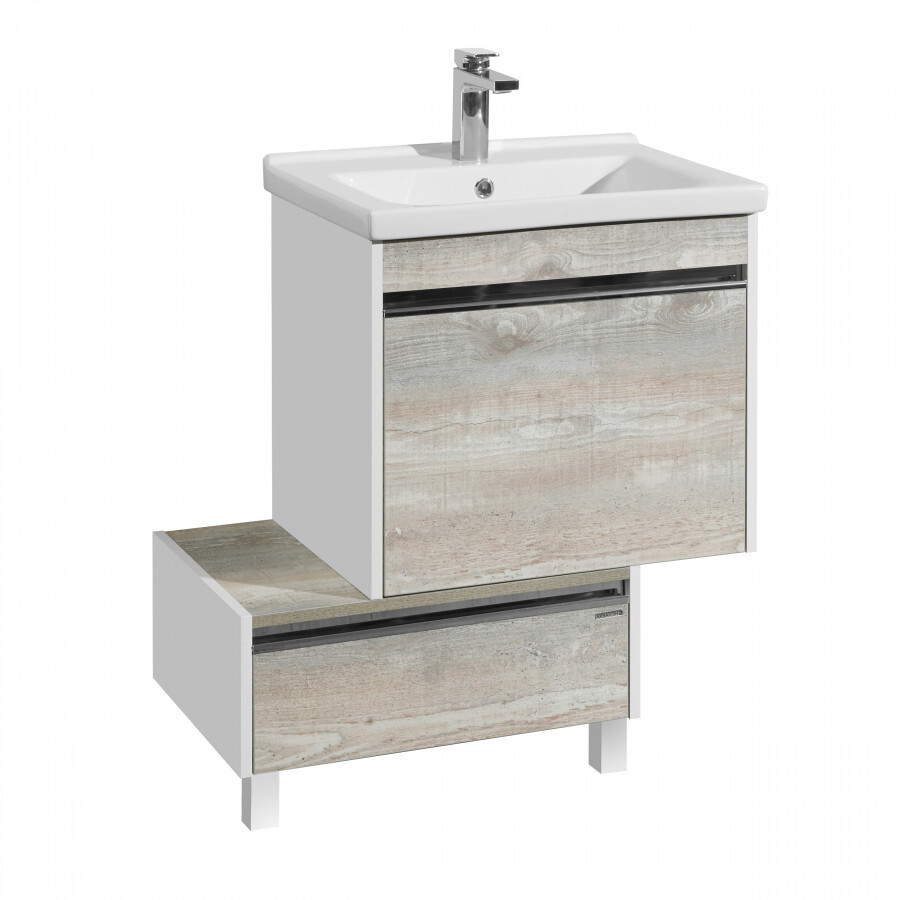 Тумба подвесная Aquaton Капри 60 раковиной Миранда 60, бетон пайн