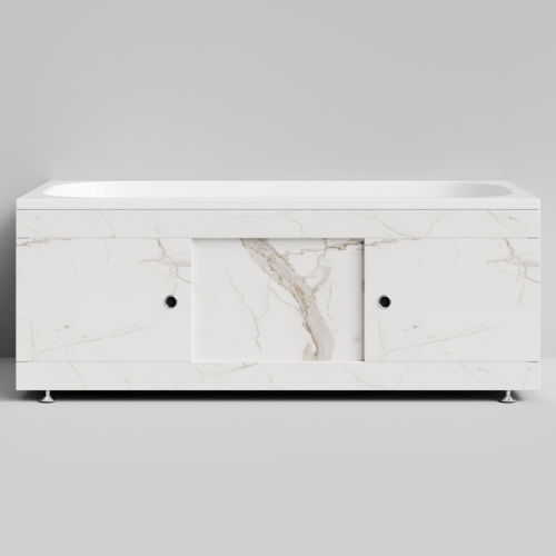 Экран под ванну Vod-ok Купе 150 раздвижной Мрамор Белый натур милк