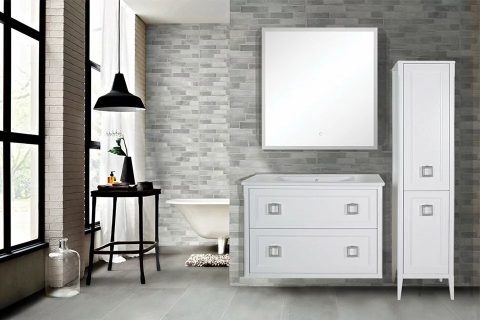 Мебель для ванной ASB Woodline Рома 100 П комплект, подвесной, белый