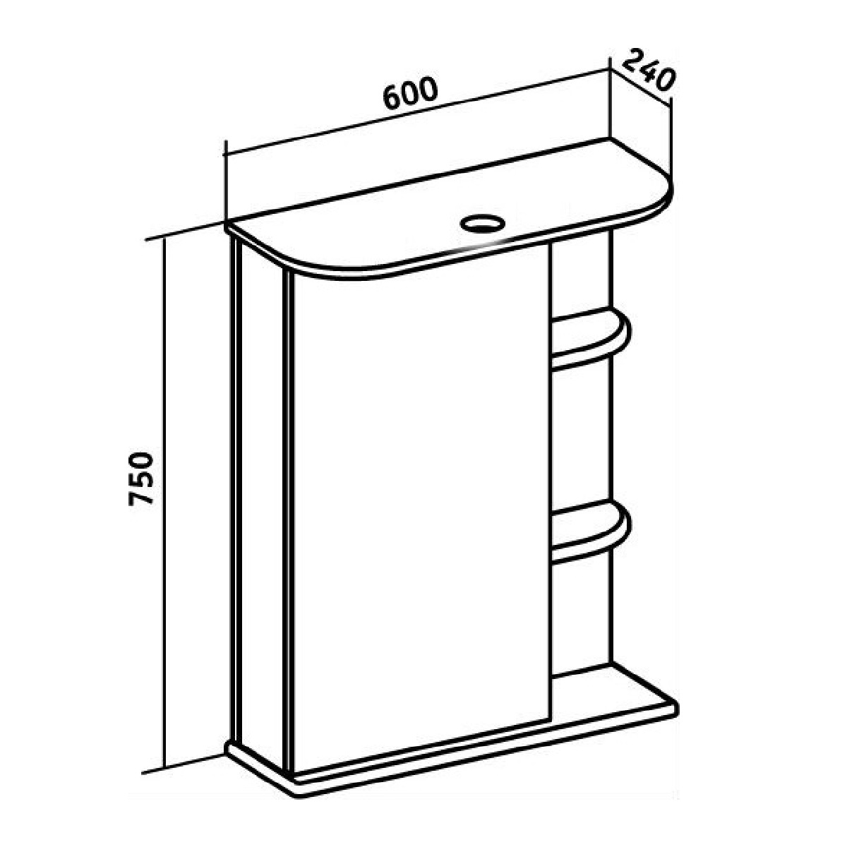Зеркало-шкаф Runo Магнолия 60 L, белый