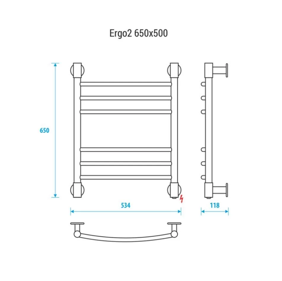 Полотенцесушитель электрический Energy Ergo2 650x500 хром