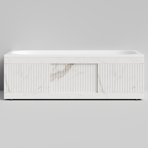 Экран под ванну Vod-ok Тач 170 раздвижной Мрамор Белый натур милк