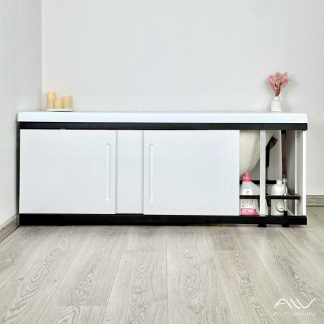 Экран под ванну Alavann Alt Black 150 раздвижной белый