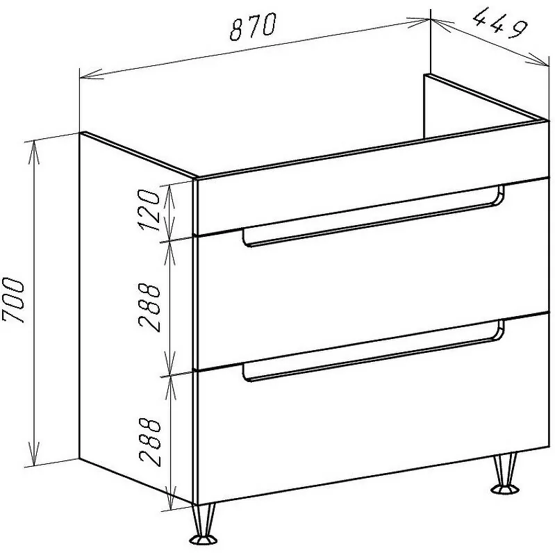 Тумба c раковиной Bellezza Грейс 90 напольная, с 2 ящиками, скала серая