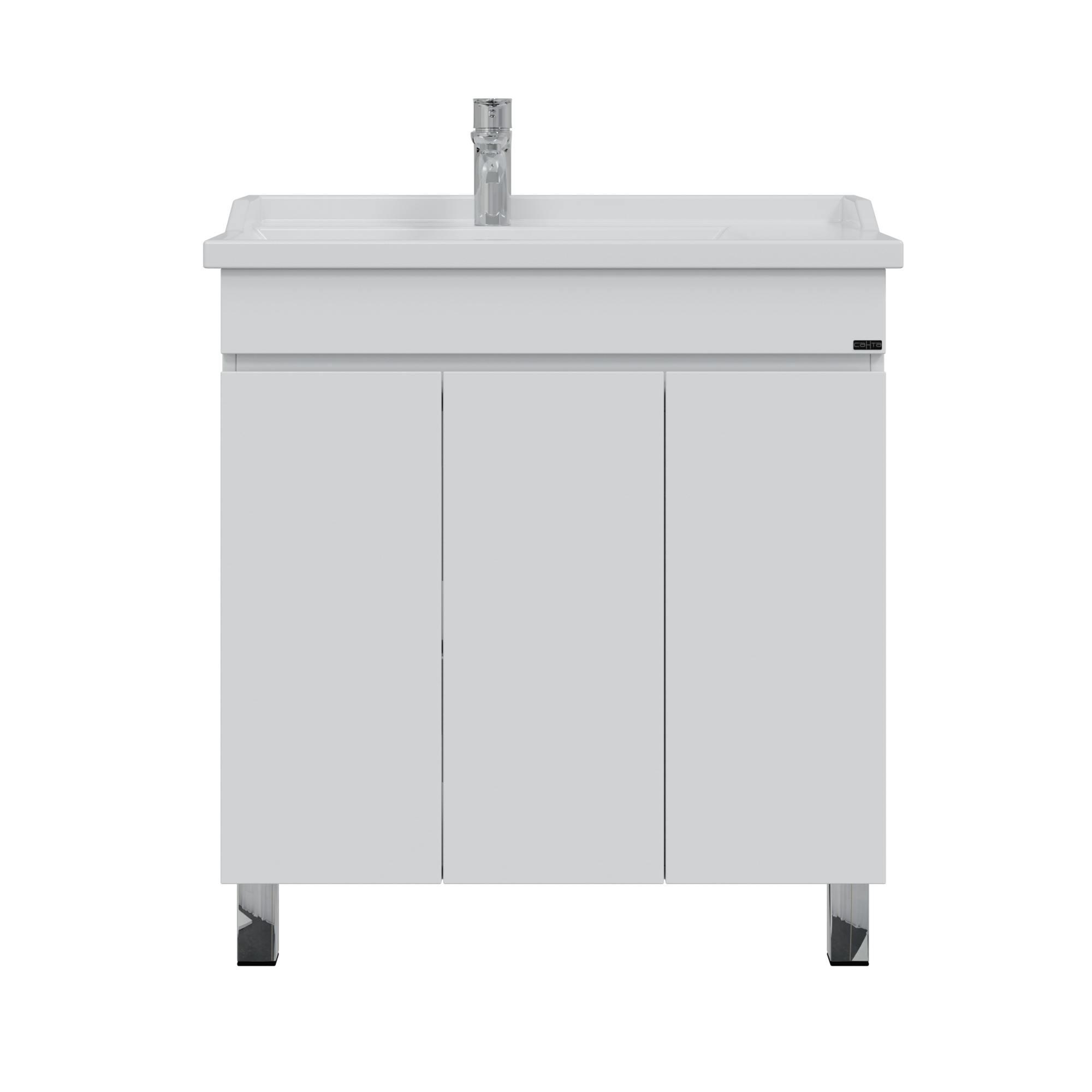 Тумба напольная Санта Марс 80 с раковиной Сириус 80, 3 двери, белый