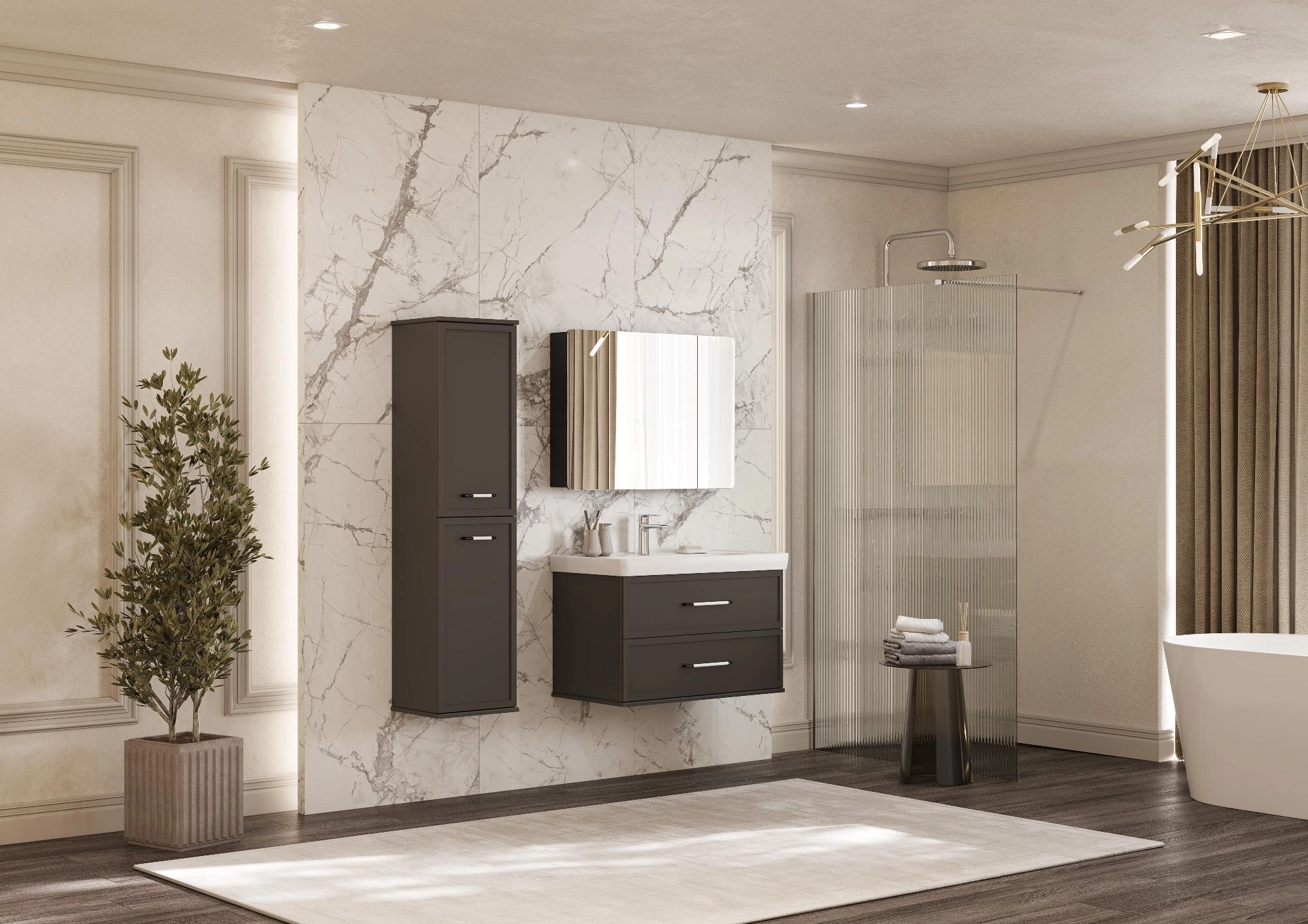 Зеркало-шкаф Aquaton Ар-Деко 105 Серый Кобальт