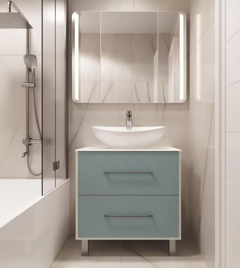 Тумба напольная Sanflor Экко 80 с раковиной Como 80, мята