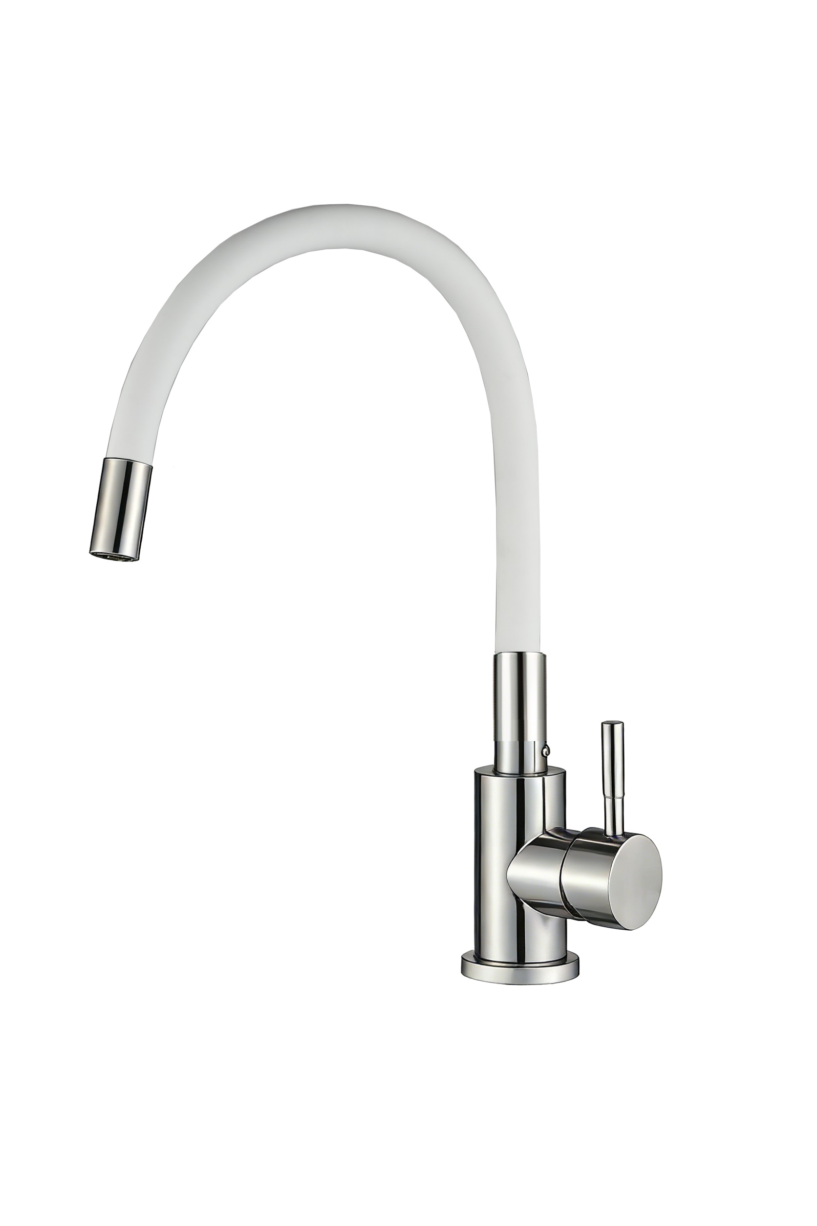 Cмеситель для кухни Ceruttispa Атэна H-W (ATENA H-W) из нержавеющей стали, цвет хром, излив белый
