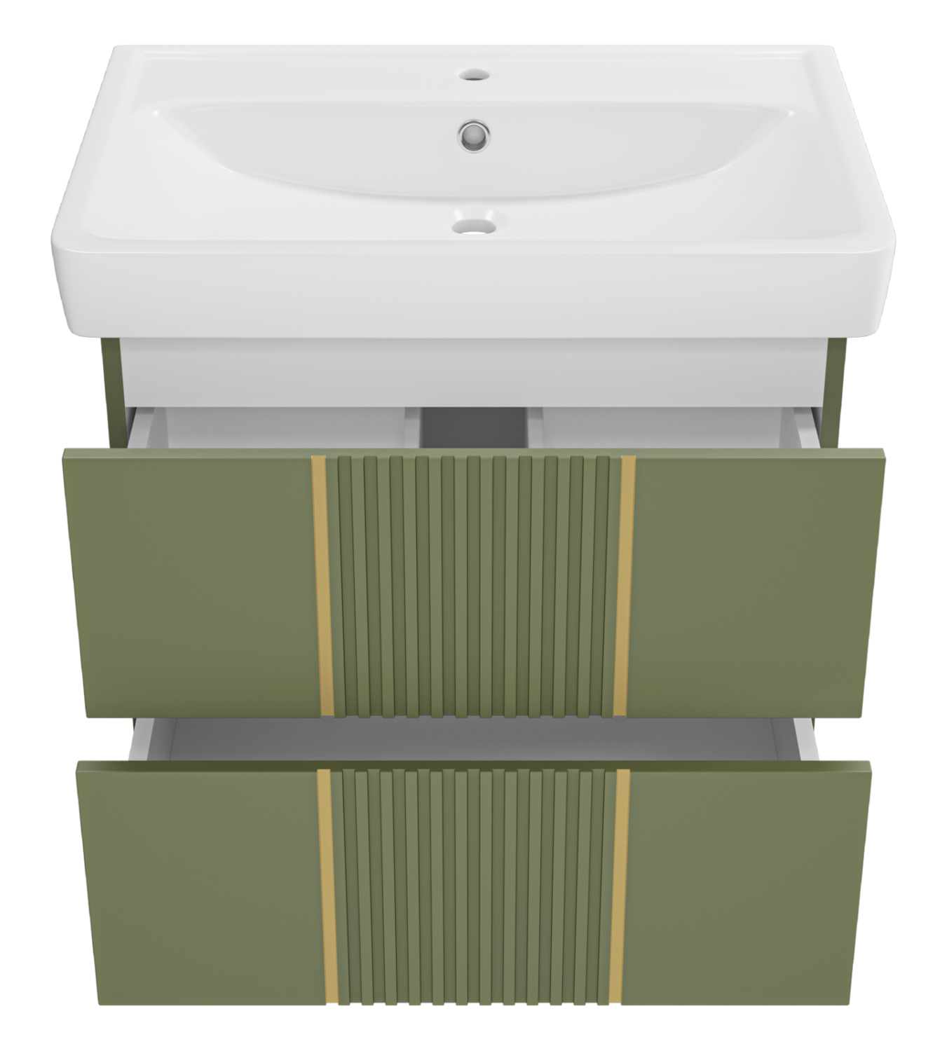 Тумба с раковиной Brevita Vega 70 подвесная, зеленый/патина золото