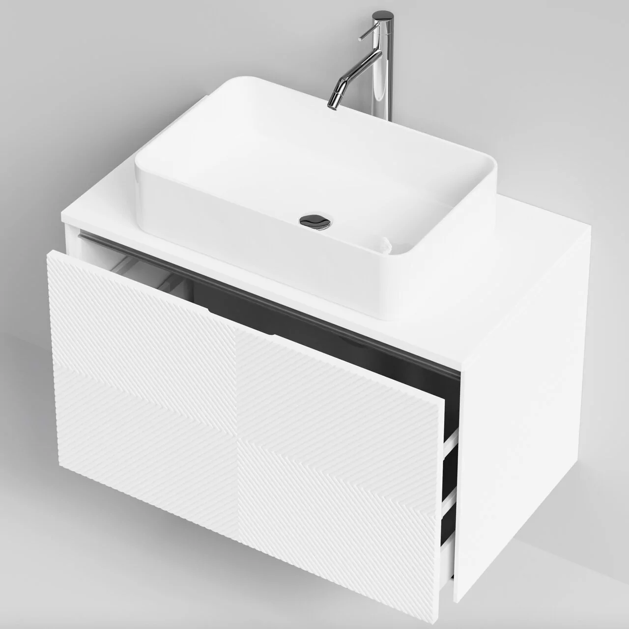 Тумба подвесная Vod-ok Соло 80 с раковиной Олимпия 560, белый + 7 цветов