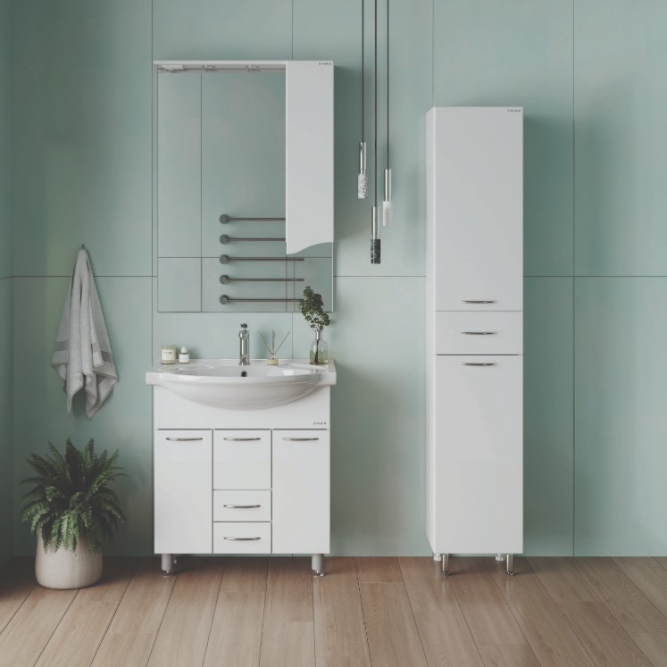 Пенал Onika Модерн 36 напольный, с бельевой корзиной, белый, правый