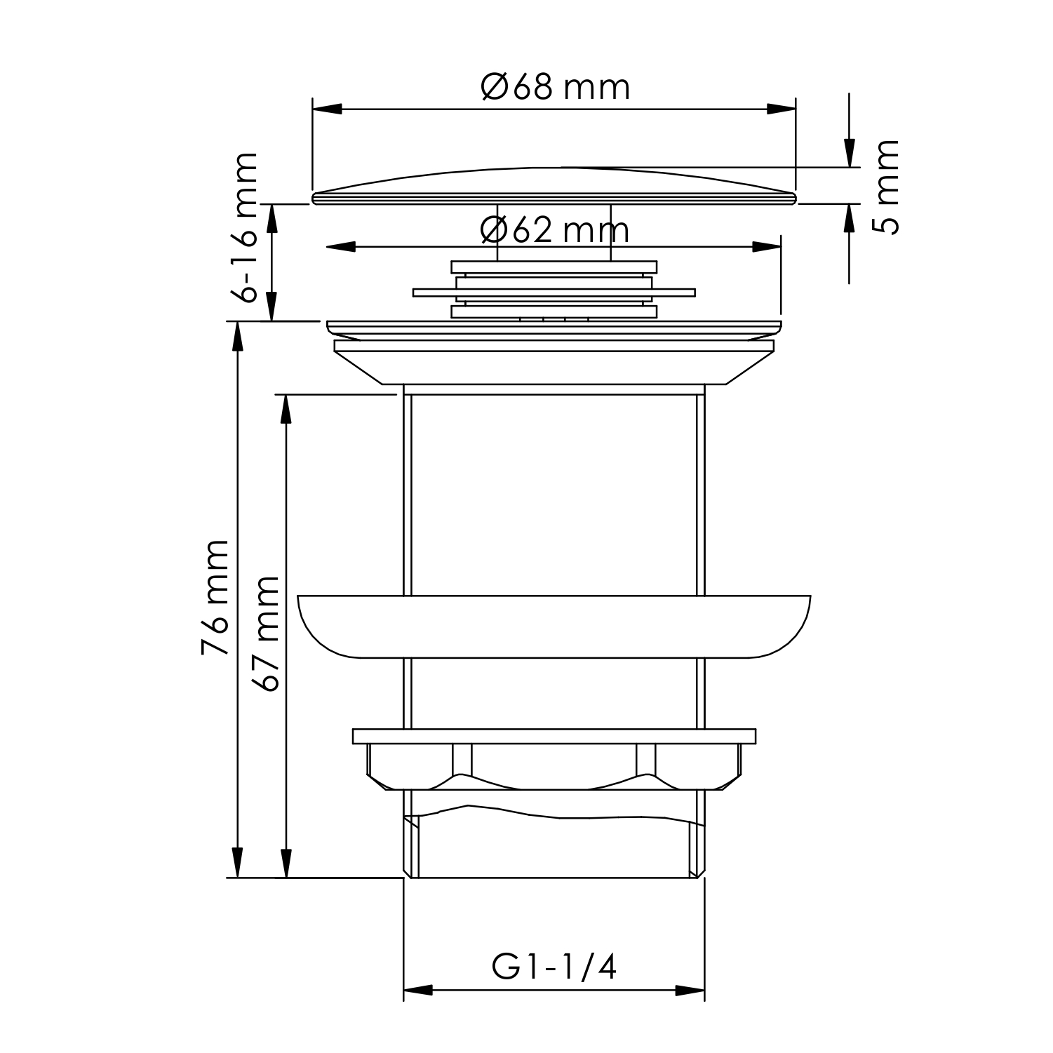 Донный клапан WasserKraft Push-up A342 никель