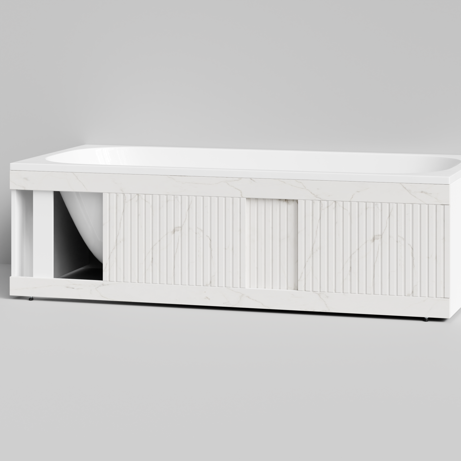 Экран под ванну Vod-ok Тач 180 раздвижной Мрамор Белый натур милк