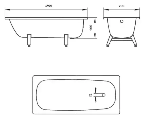Ванна стальная Виз Donna Vanna 170x70 на ножках