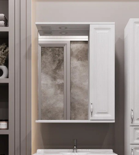 Зеркало-шкаф Stella Polar Кармела 65/С R свет, Люкс белое серебро