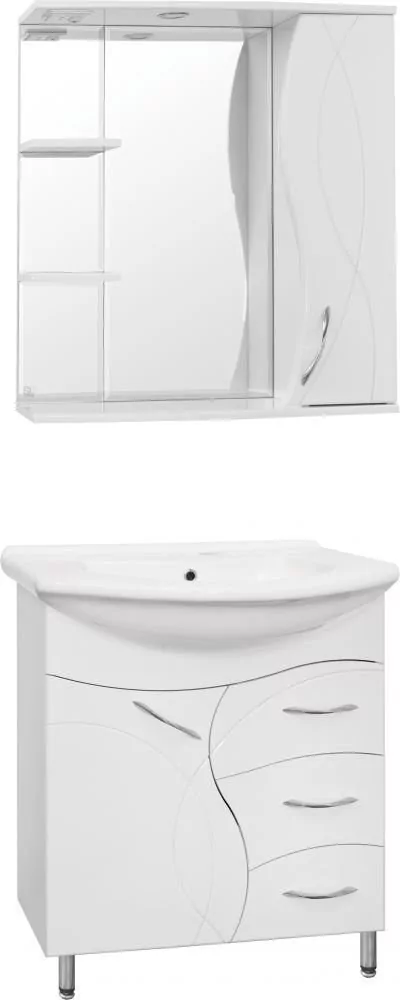 Зеркало со шкафчиком Style Line Амелия 75 R свет, белый от магазина Vanna-Vanna.ru!
