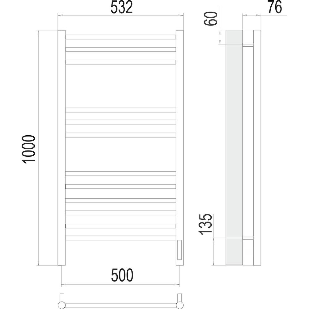 Полотенцесушитель электрический Terminus Аврора П12 50х100