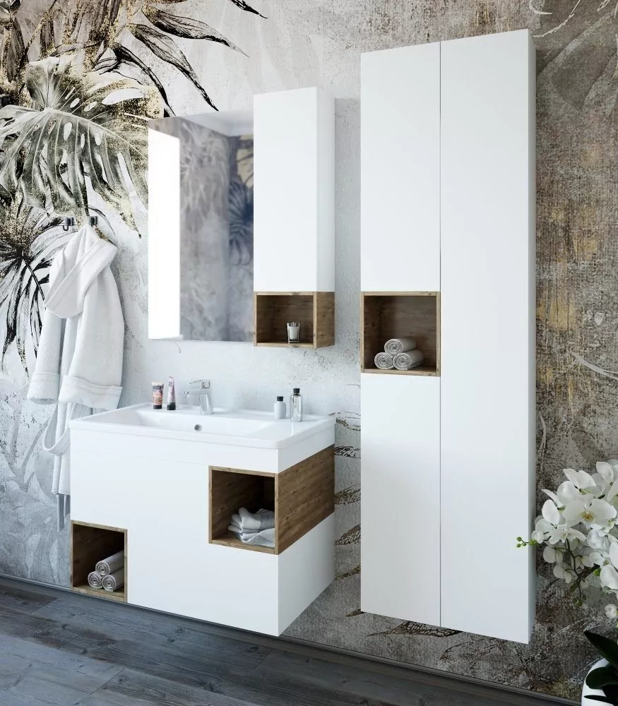 Пенал Sanflor Даллас 50 подвесной, с открытой полкой, дуб рустикальный