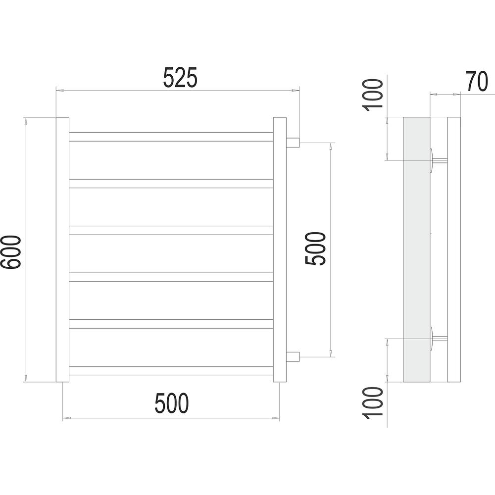 Полотенцесушитель водяной (боковое подключение) Terminus Вега П6 50х60