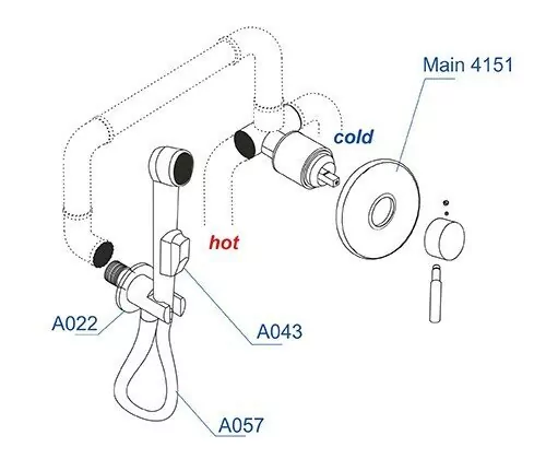 Смеситель с гигиеническим душем WasserKRAFT A04157 шланг 120 см хром