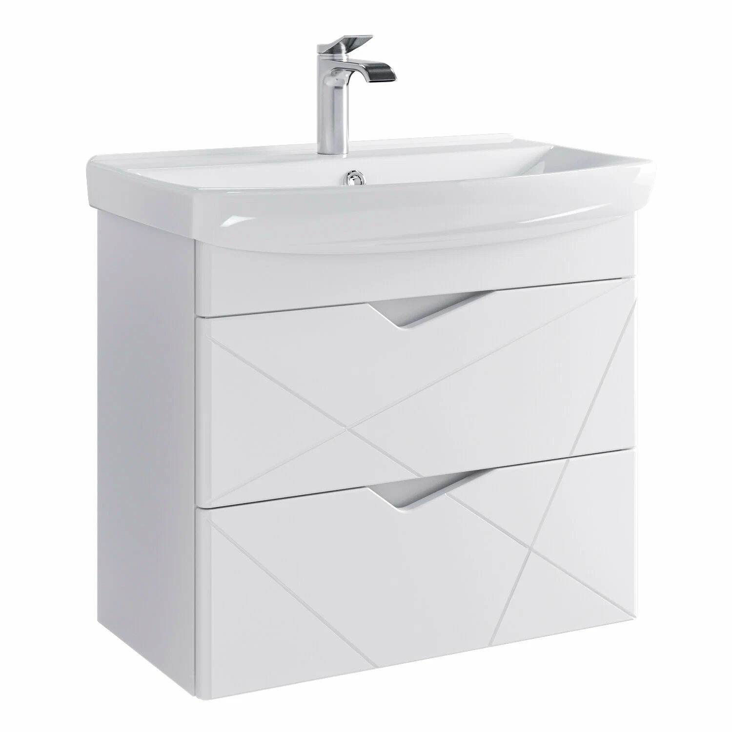 Тумба подвесная SanStar Линни 70 с раковиной Клермонт 70, белая