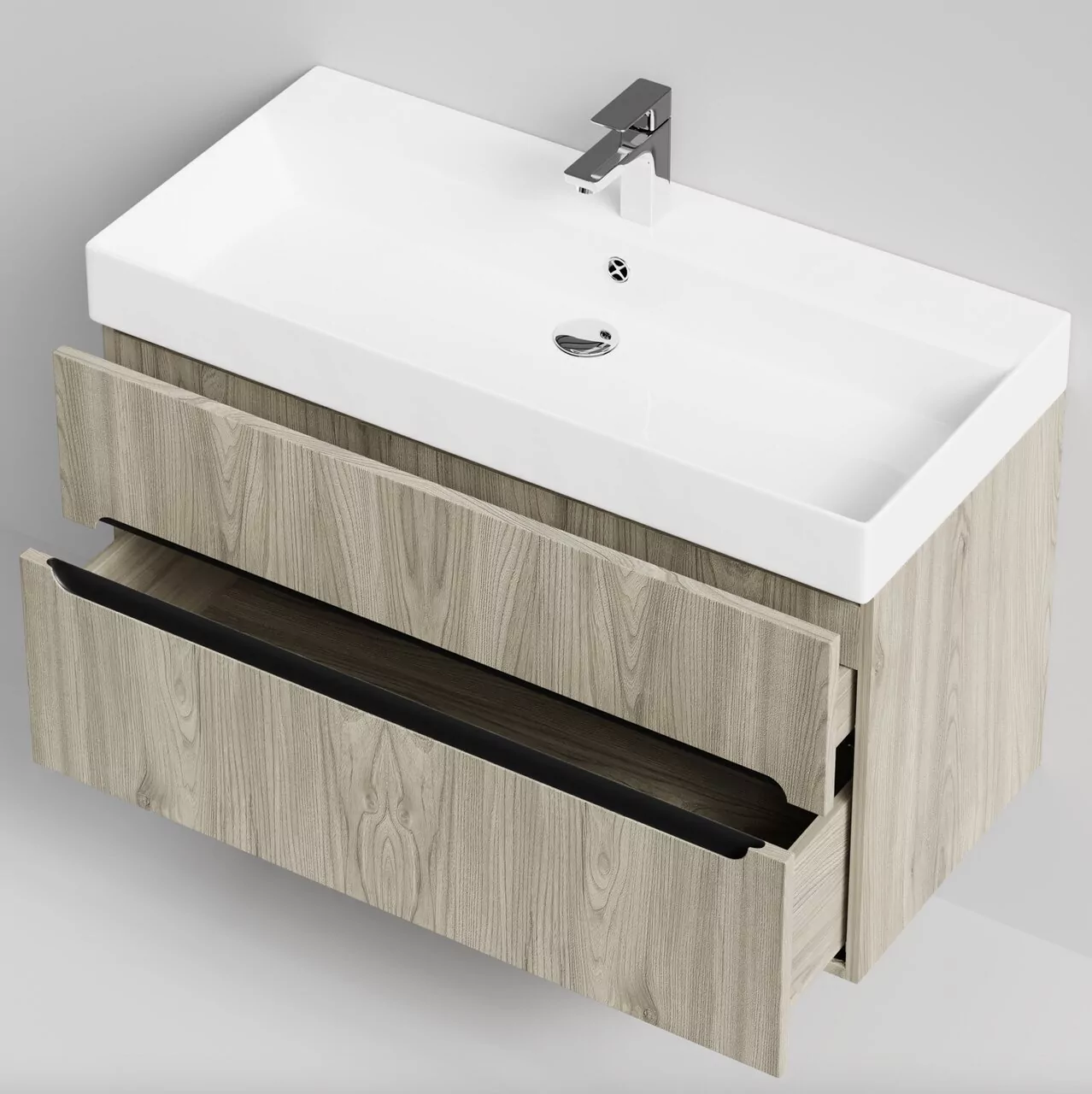 Тумба подвесная Vod-ok Бонум 100 с раковиной Stance 100, дуб + 6 цветов