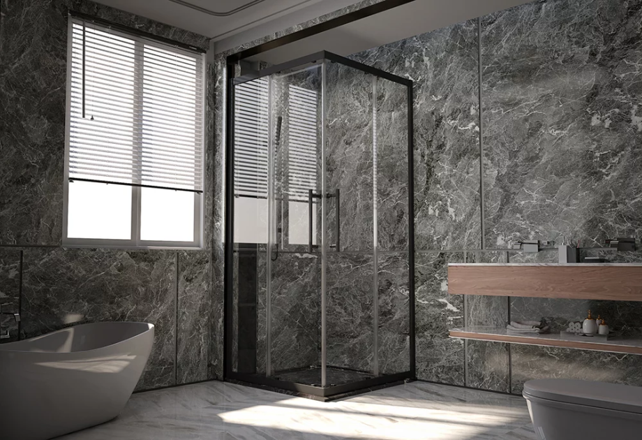 Душевой угол Veconi Premium Trento PTC-20B, 1000Х900x2000, черный матовый, стекло прозрачное