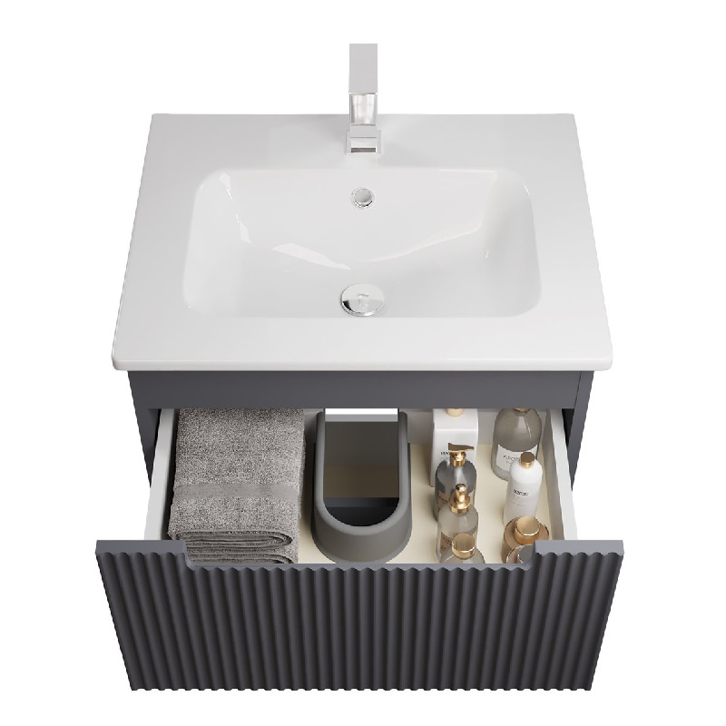 Тумба с раковиной подвесная Dreja Euphoria 60 см, серый базальт