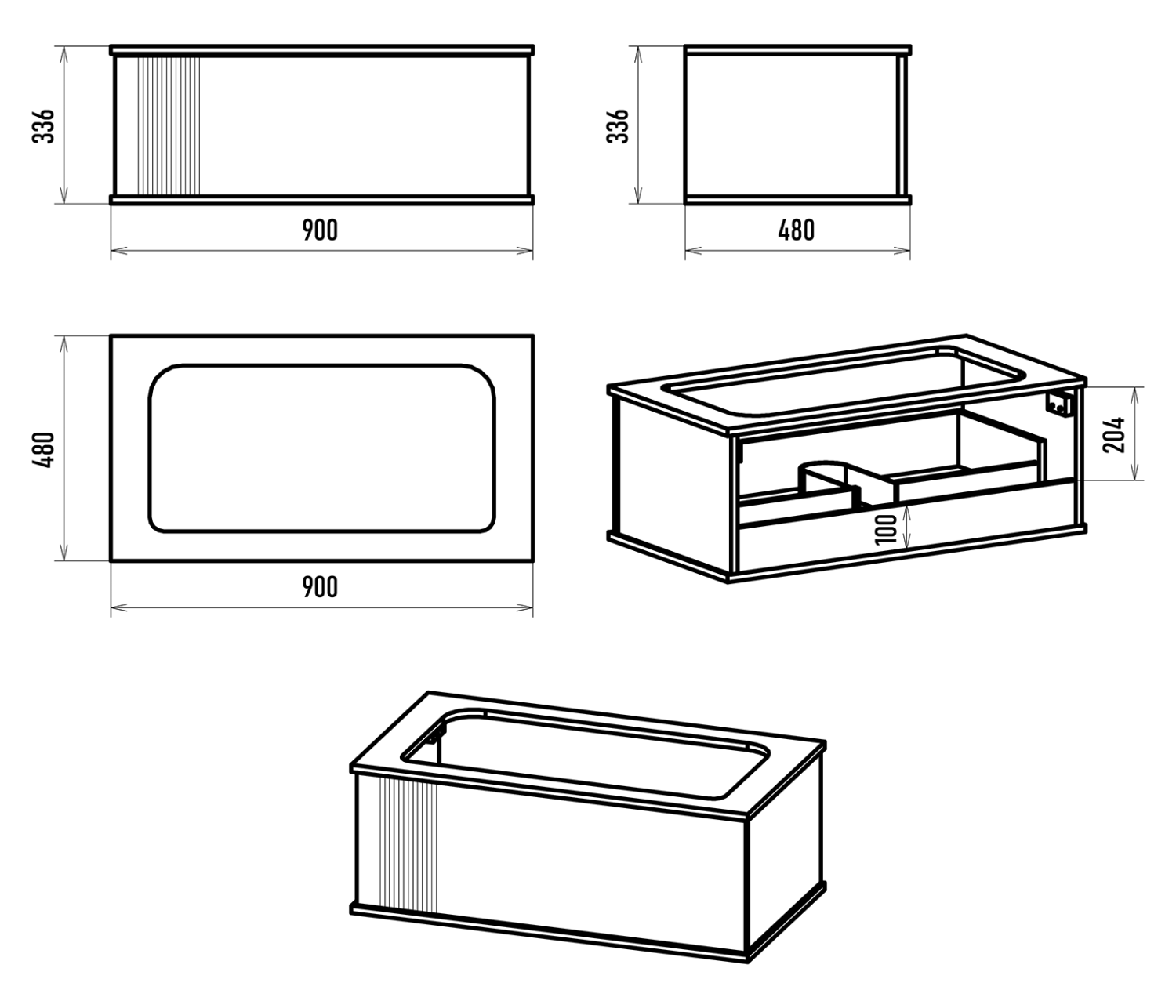 Тумба с раковиной Brevita Savoy 90 подвесная, белый