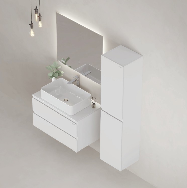 Тумба подвесная Onika Алеста 80 со столешницей и раковиной Олимпия 56, белая