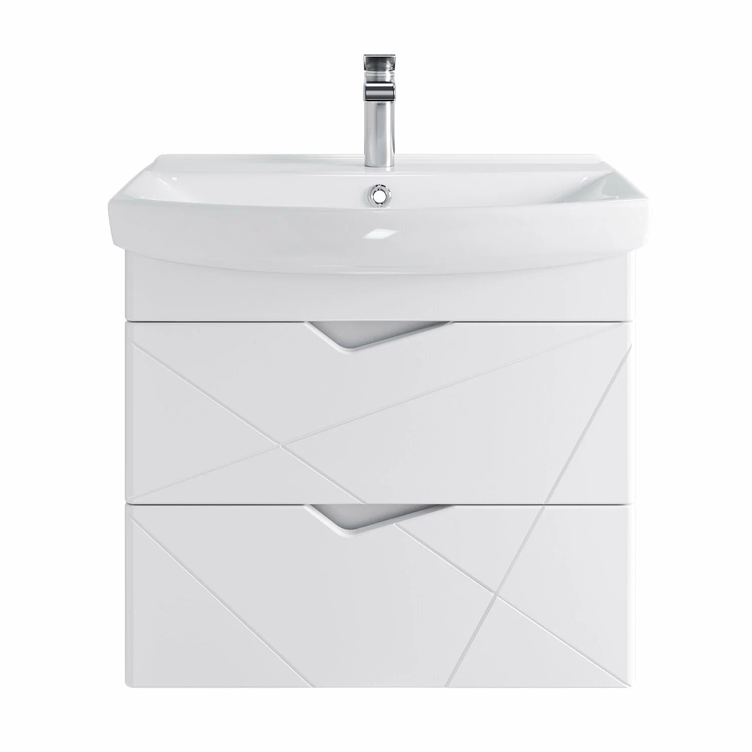 Тумба подвесная SanStar Линни 70 с раковиной Клермонт 70, белая