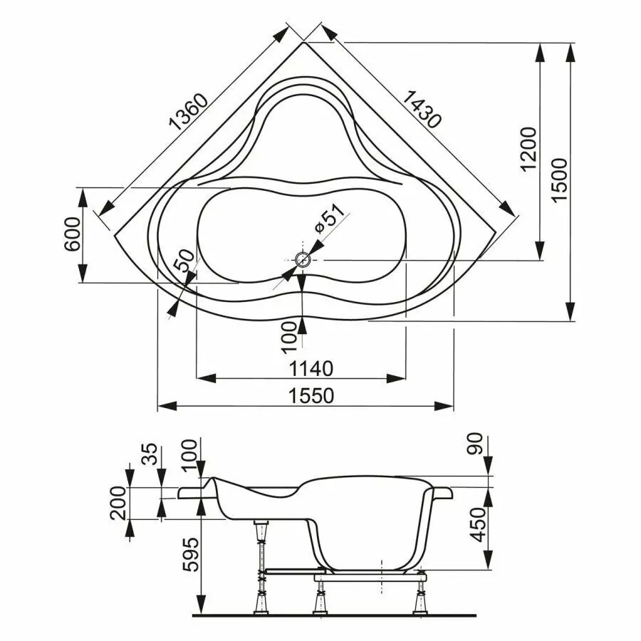 Ванна акриловая Vagnerplast Iris 143х143 от магазина Vanna-Vanna.ru!