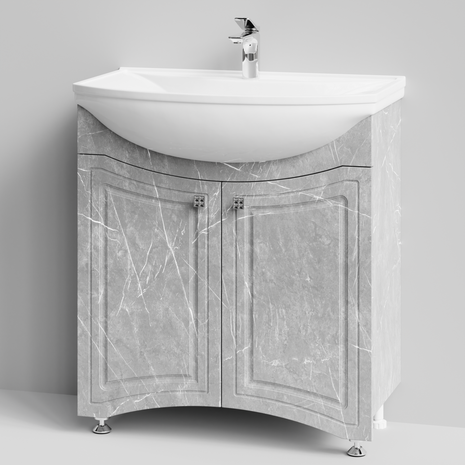 Тумба с раковиной Адам 75 напольная, Мрамор Белый софт тач