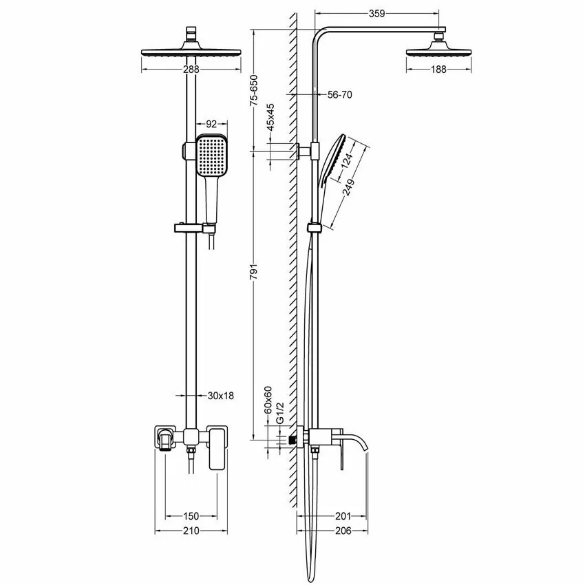 Душевая стойка Timo Selene SX-1013/03 черный матовый от магазина Vanna-Vanna.ru!