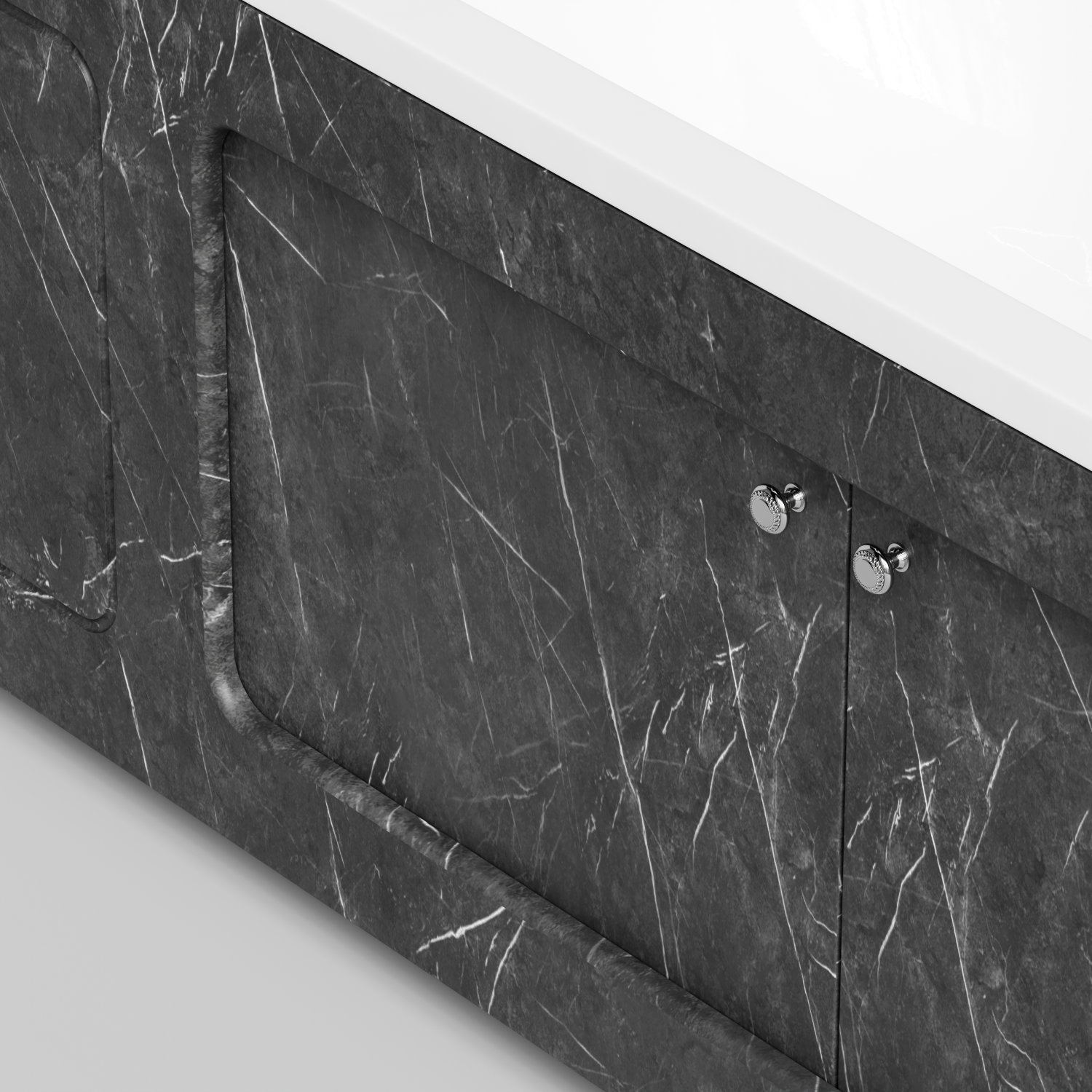 Экран под ванну Vod-ok Лидер 180 раздвижной Мрамор Графит софт тач