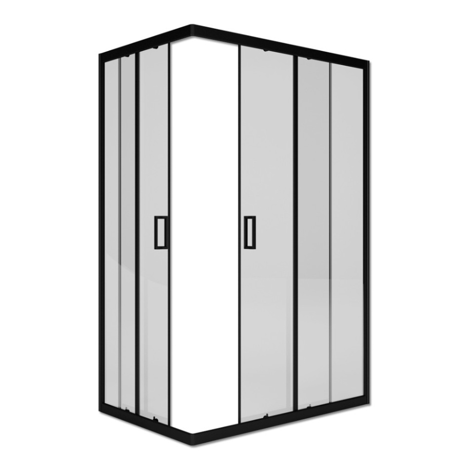Душевой уголок Метакам Universal PRO Black 120х80х185 прямоугольный, без поддона, прозрачное стекло, черный