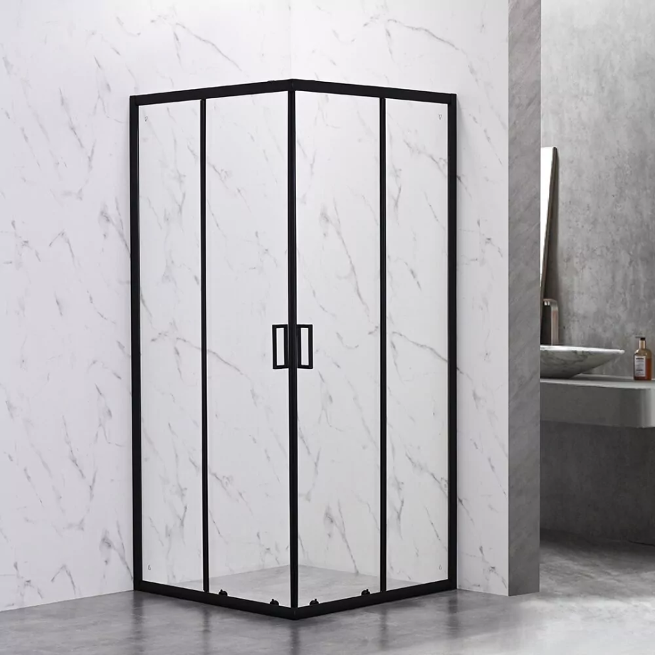 Душевой уголок Veconi RV101B-80-01-C6 80x80 квадратный, без поддона, прозрачное стекло, черный матовый