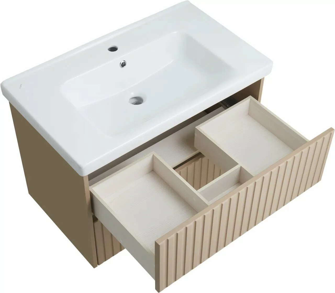 Тумба с раковиной ASB Woodline Риола 80 подвесная, капучино