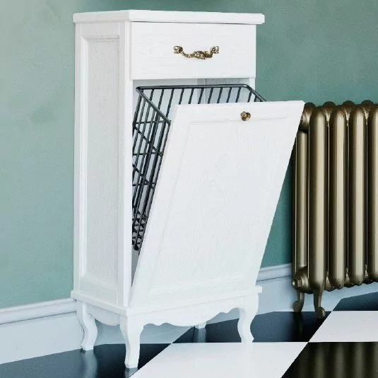 Тумба-комод ValenHouse Лиора 40 с корзиной, белая, ручки бронза