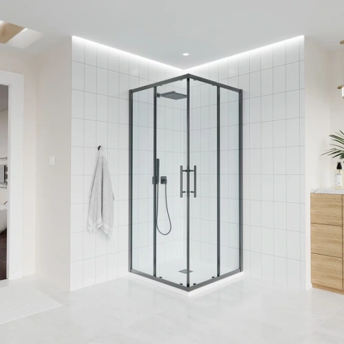 Душевой угол Veconi Evo 300 GR, 1000х1000x1950, графит брашинг, прозрачное стекло от магазина Vanna-Vanna.ru!