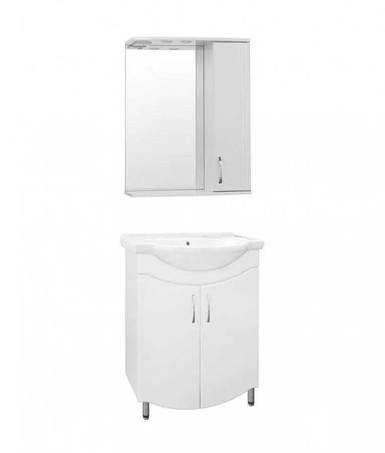 Зеркало со шкафчиком Style Line Эко Стандарт Панда 65/С R свет, белый