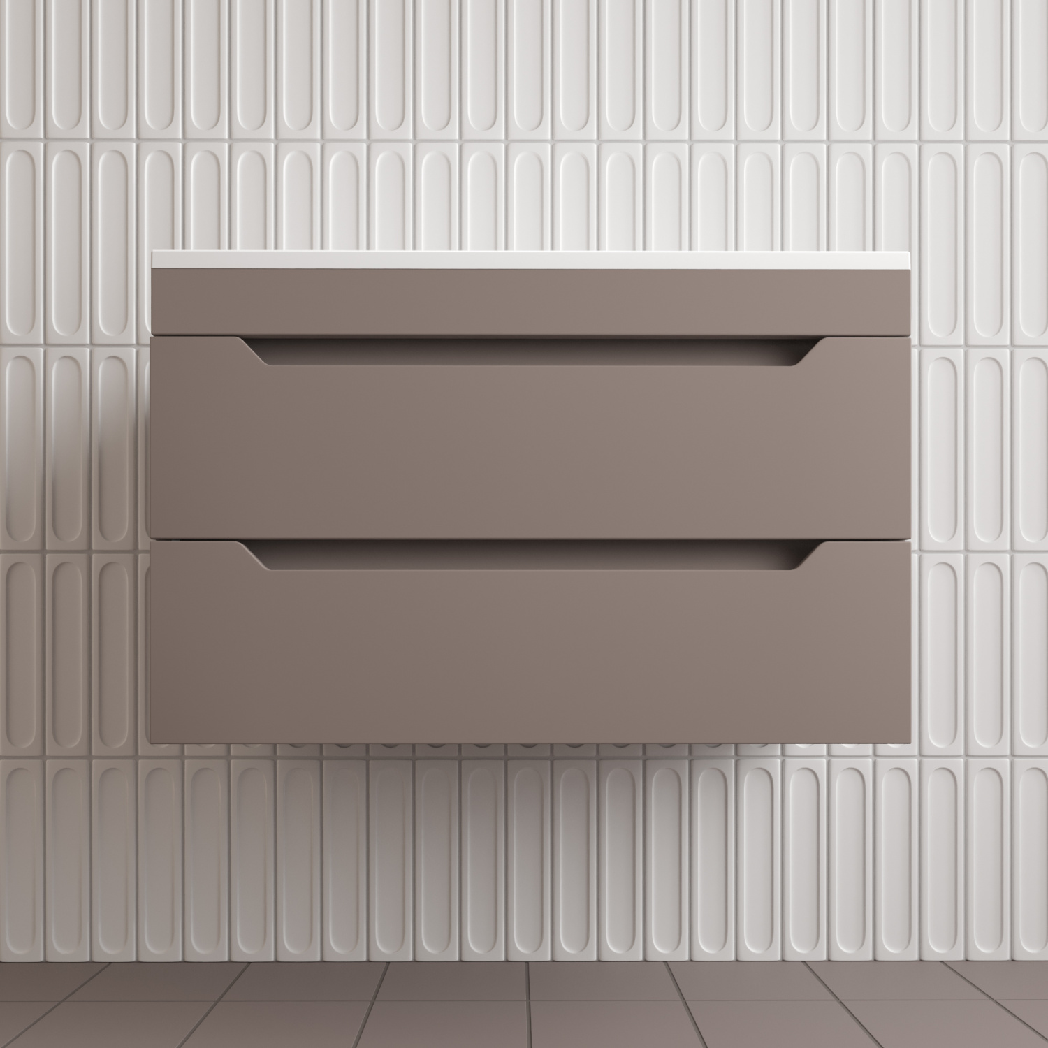 Тумба подвесная Style Line Остин 80 с раковиной Фортуна 80 кварц антрацит, тауп темный