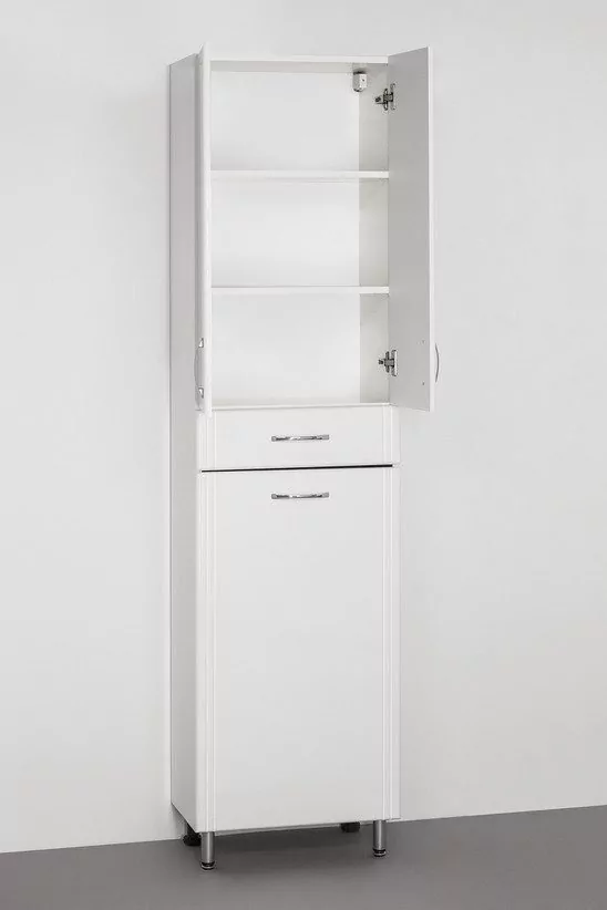 Пенал Style Line Стандарт 48 напольный, с корзиной, белый