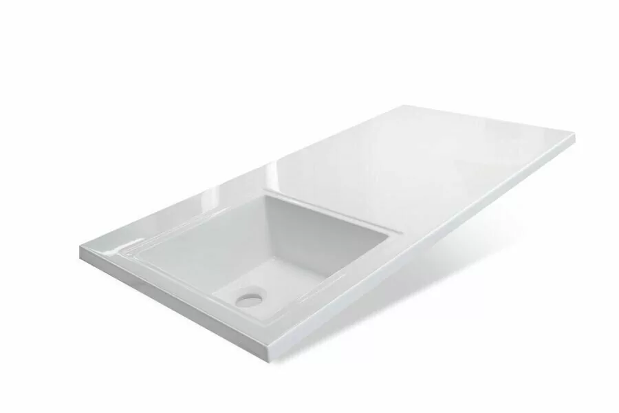 Тумба напольная Style Line Даллас 100 Люкс Plus Эмаль с раковиной Даллас 100 под стиральную машину, два ящика, левая, белая